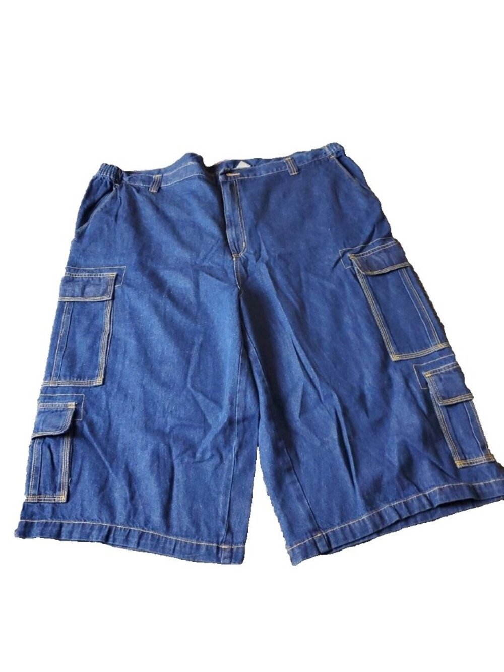 KingSize Cargo Jean Shorts Mens 48 Big Tall Blue Cotton Elastic Jorts y2k